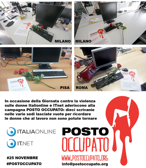 25 novembre: Italiaonline a fianco delle donne con “Posto occupato”