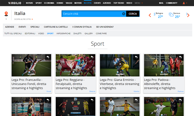 ITALIAONLINE E SPORTUBE INSIEME: TUTTO LO SPORT MINUTO PER MINUTO