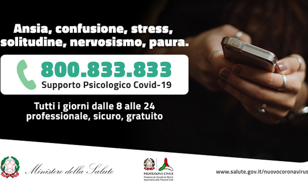 Ore 18. Il numero verde di supporto psicologico 800.833.833