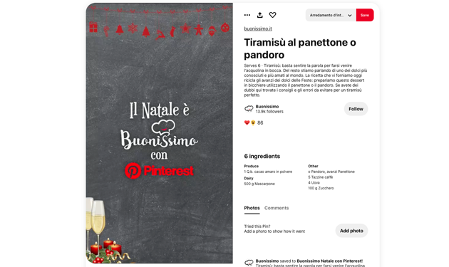 Un esclusivo menù di Natale firmato da Buonissimo in partnership con Pinterest