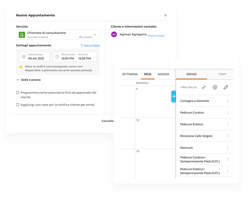 Gestisci il tuo staff e la tua agenda online